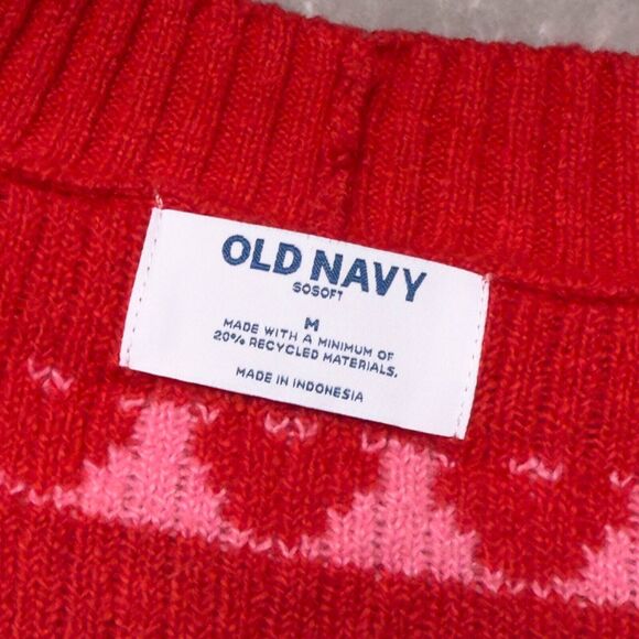 Old Navy So Soft Valentine Print Red with Pink Hearts Cardigan Womens Size M NEW - Picture 3 of 10